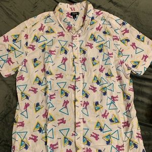 white "beach bum" men's casual button down used